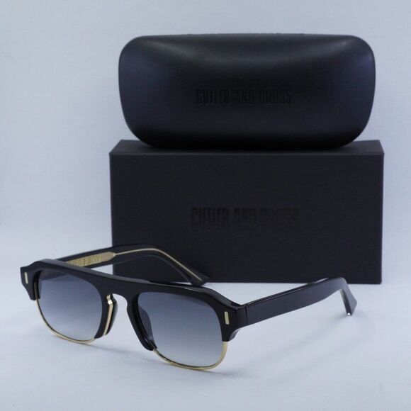 🕶️ New Cutler and Gross CG1353S 001 Sunglasses - Black on Crystal Frame - Picture 10 of 10